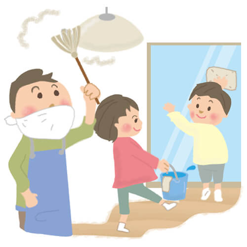 部屋の掃除をする