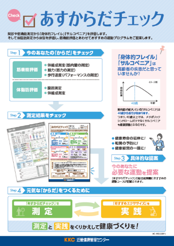 「人生１００年時代　従業員の健康づくりに！筋機能や体型を評価し、あなたに合った運動プログラムをご提案！！「あすからだチェック」のご紹介」へリンク