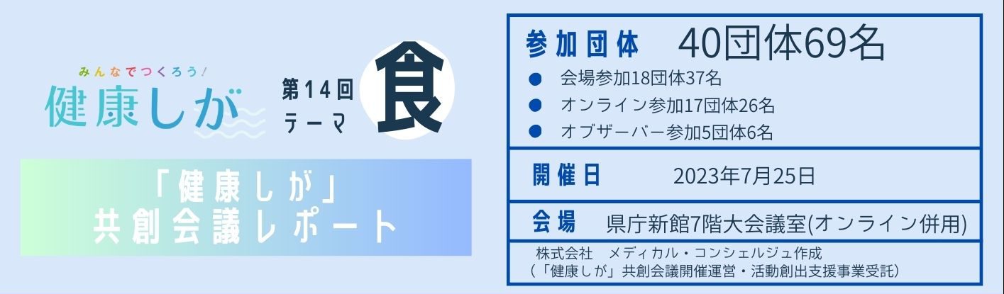 「第14回「健康しが」共創会議を開催しました（令和５年７月25日）」へリンク